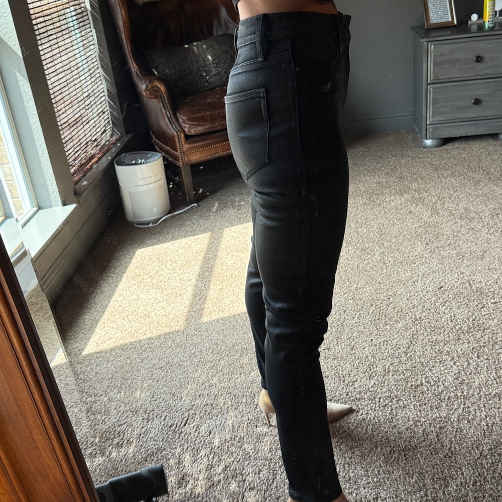 Paige Coated Margot Ankle Black Skinny Jeans Sz 29/30